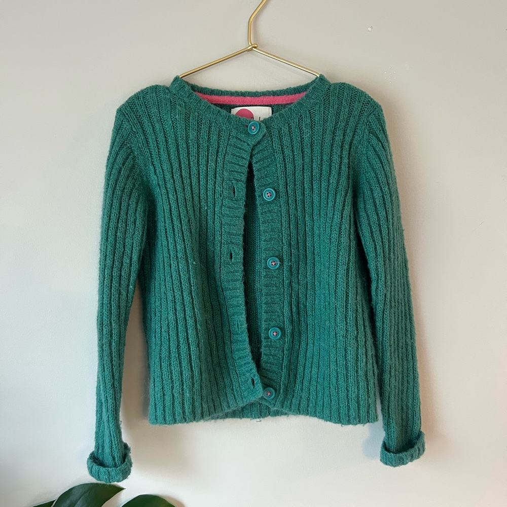 Mini Boden Teal Ribbed Cardigan